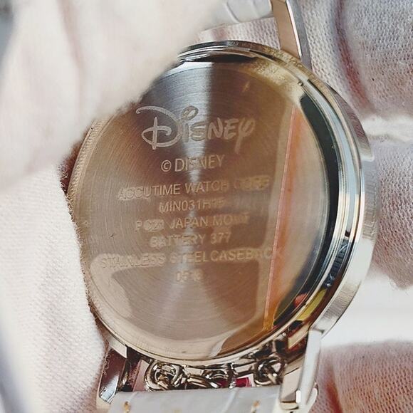 Disney Minnie Mouse Charm Watch Silver Round Pink Bow NIB - Picture 7 of 8